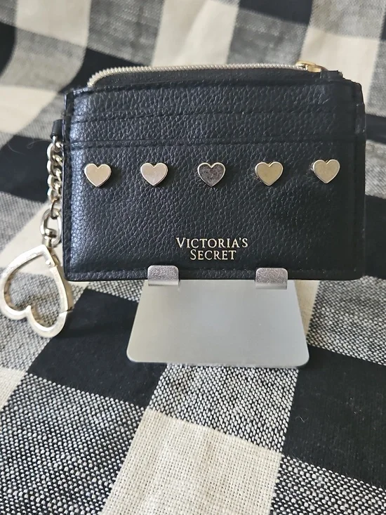 Victoria's Secret Black Card Holder with Silver Heart Keychain - Picture 8 of 8
